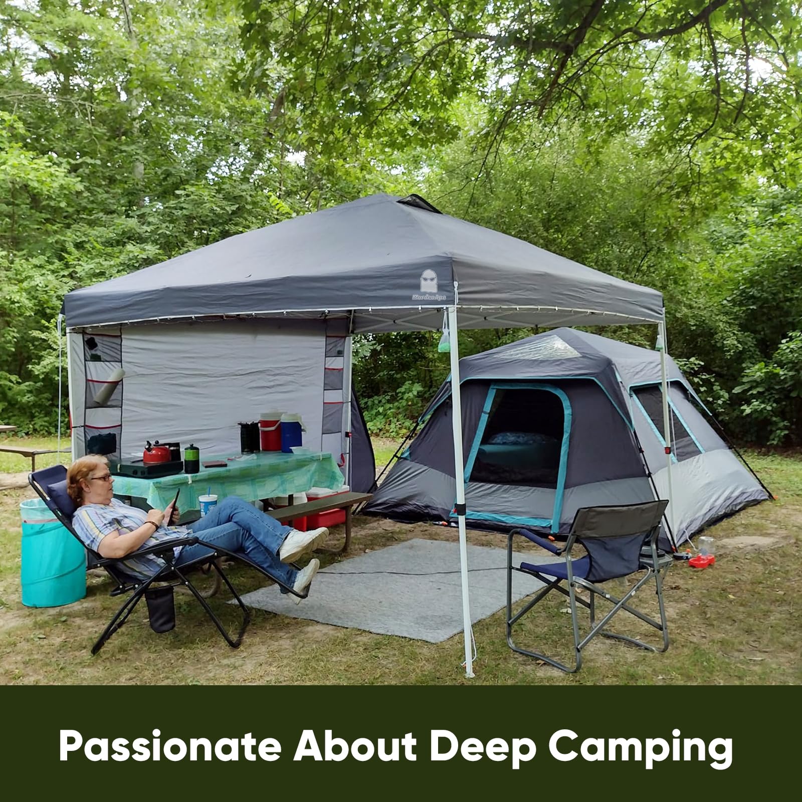 10x10 Pop Up Canopy Tent - Upgraded One-Push Straight Leg Design for Outdoor Camping, Picnics, and Beach Events | Includes Wheeled Carry Case, 8 Spikes & 4 Ropes | Waterproof & UV Protection (Black, 10ft x 10ft) - Perfect for Backyard BBQs, Farmers Markets, and Tailgating Parties