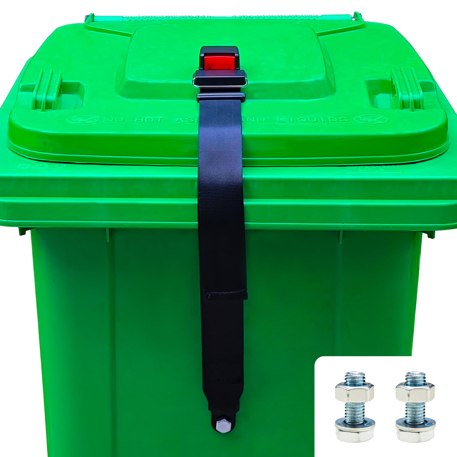 Raccoon Proof Trash Can Lock - Bear Resistant Semi-Automatic Buckle Type Trash Bin Lock - Universal Easy Install Garbage Can Security Device - Prevent Wildlife & Wind from Tipping Over (1 Pack) - Perfect for Outdoor Use in Backyards, Camping & Bear Country Areas