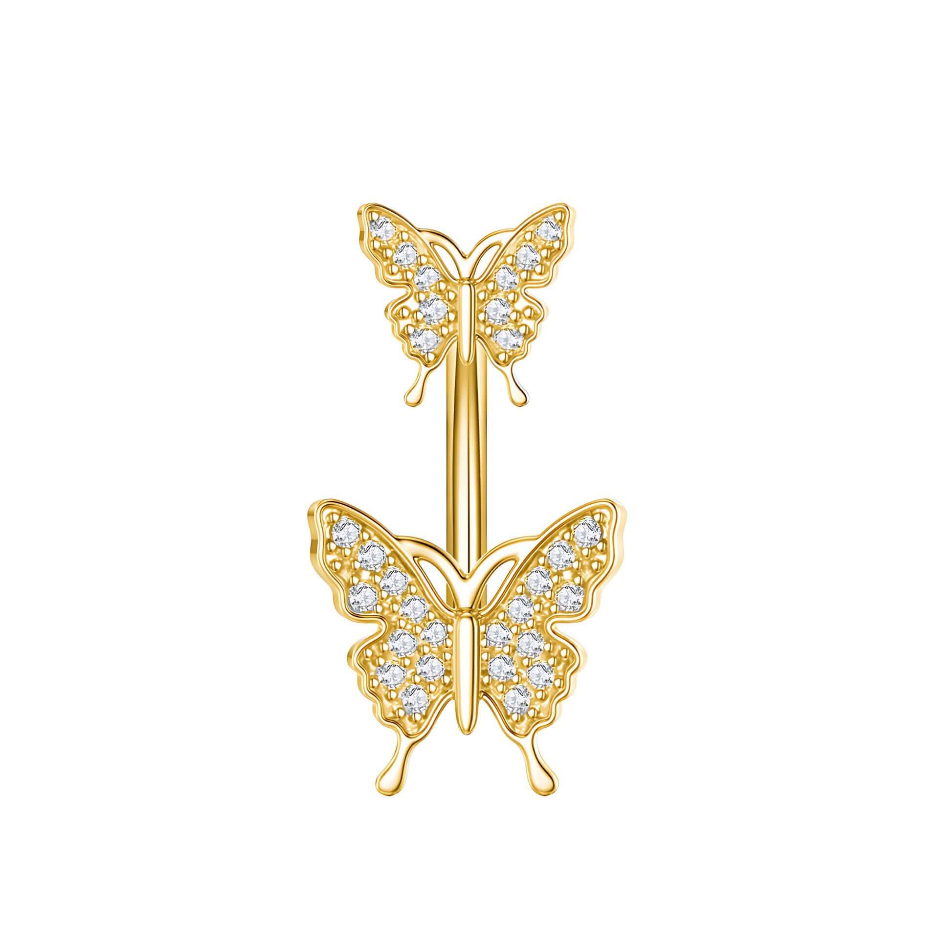 Vibrant Enamel Butterfly Belly Button Rings | WH2797 - Stylish Body Jewelry for Summer Outfits & Beach Parties