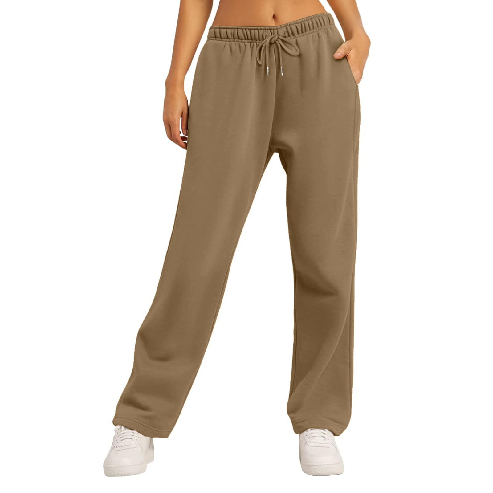 Women's High Waisted Baggy Sweatpants - Elastic Wide Leg Yoga Pants with Drawstring & Pockets | Casual Lounge, Workout, Streetwear Fashion
