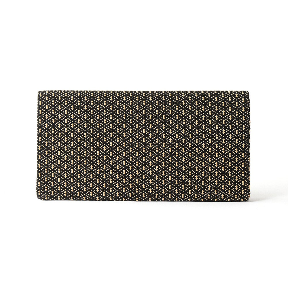 Japanese Deerskin Leather Long Wallet with Urushi Lacquer - Gourd Pattern in Gray Black - Handmade in Japan - Perfect for Gifts, Travel & Everyday Use