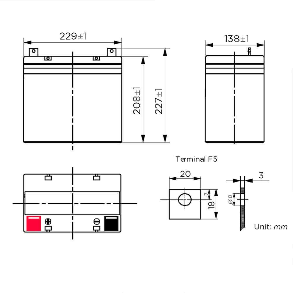 DN55-12 Replacement 12V 55Ah SLA Battery (2-Pack) - Rechargeable Sealed Lead Acid Battery for Solar Power, UPS Backup, Emergency Lighting & Medical Equipment