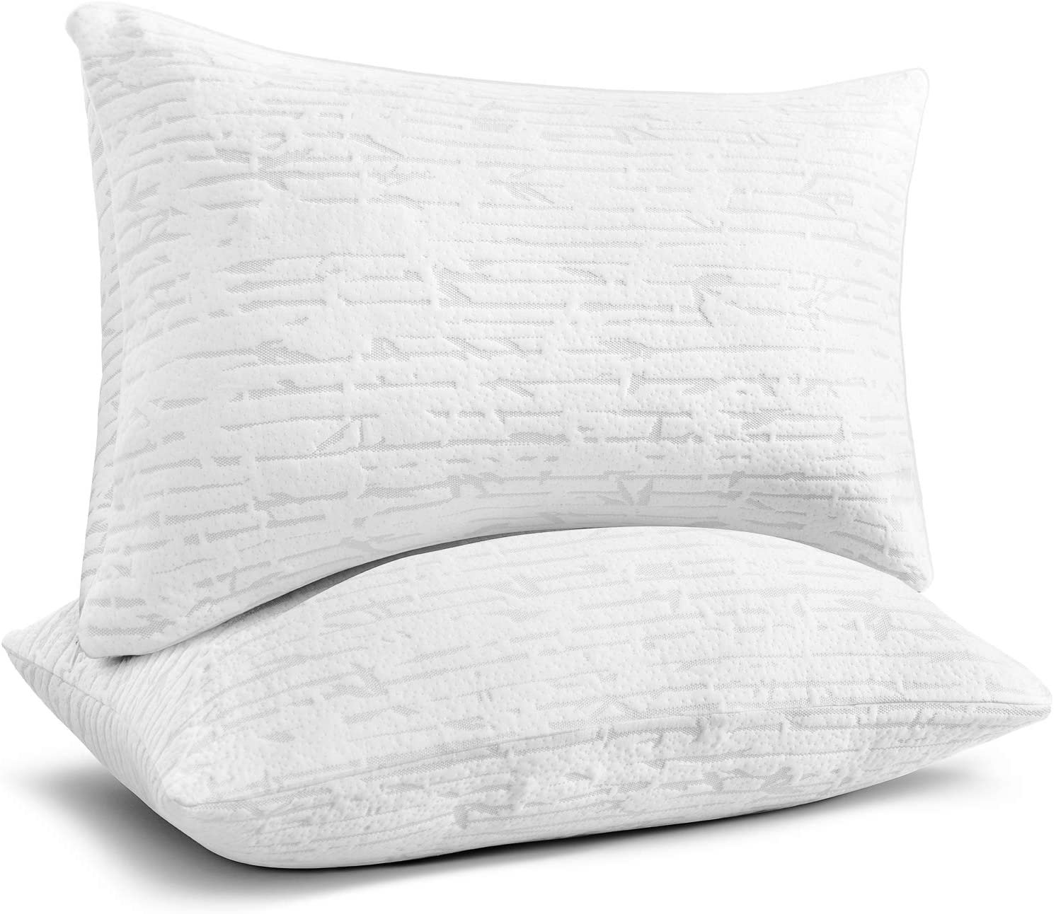 Clara Clark Bamboo Pillow for Sleeping - King Size Adjustable Shredded Memory Foam Pillow with Washable Cover (Set of 6) | Ideal for Side Sleepers, Neck Pain Relief & Hot Sleepers