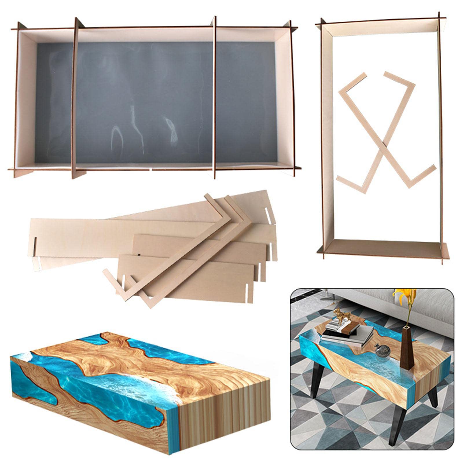Premium Epoxy Resin River Table Mold Kit with Wooden Frame - DIY Craft Supplies for Resin Art, Woodworking & Home Decor Projects - Perfect for Creating Stunning River Tables, Countertops, and Unique Furniture Pieces