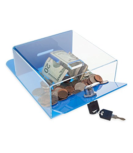 SOURCEONE.ORG Clear Acrylic Donation Box - Wall Mount or Countertop Money Collection Box with Lock - Perfect for Churches, Events, Retail Stores & Fundraisers