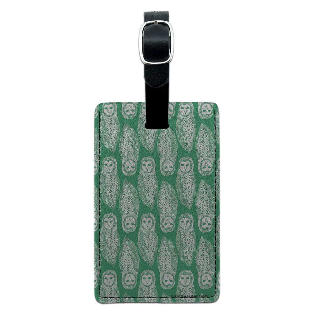 Stylish Rectangle Leather Luggage Tag with Owl Design - Durable Suitcase ID Tag for Travel Bags & Carry-Ons - Perfect for Airports, Business Trips & Vacation Identification