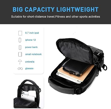JULEX Men's Waterproof Crossbody Sling Backpack with USB Charging Port - Travel, Hiking & Daily Commute Bag for Men & Women