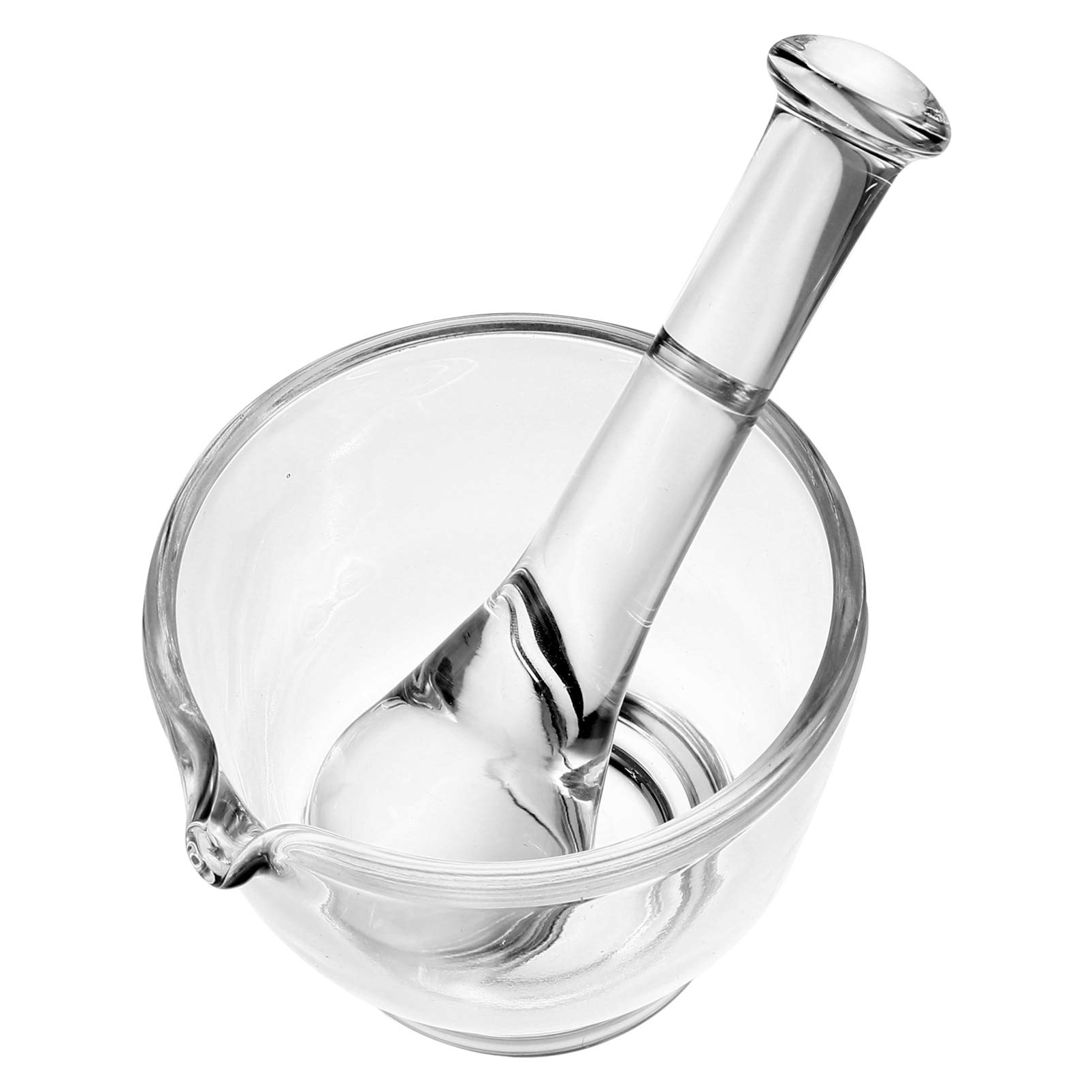 ULTECHNOVO 3 Inch Clear Glass Mortar and Pestle Set - Small Spice Grinder, Pill Crusher & Medicine Masher - Portable Herb Grinding Bowl for Kitchen, Pharmacy & Travel Use