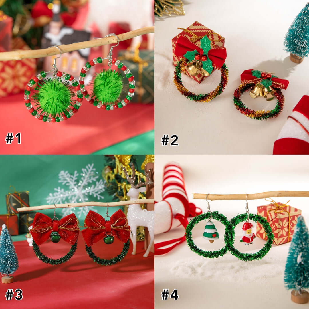 Festive Christmas Jingle Bell Tinsel Hoop Earrings for Women | Holiday Party Jewelry Gift | ER728 | Perfect for Xmas Celebrations, Office Parties & New Year Events