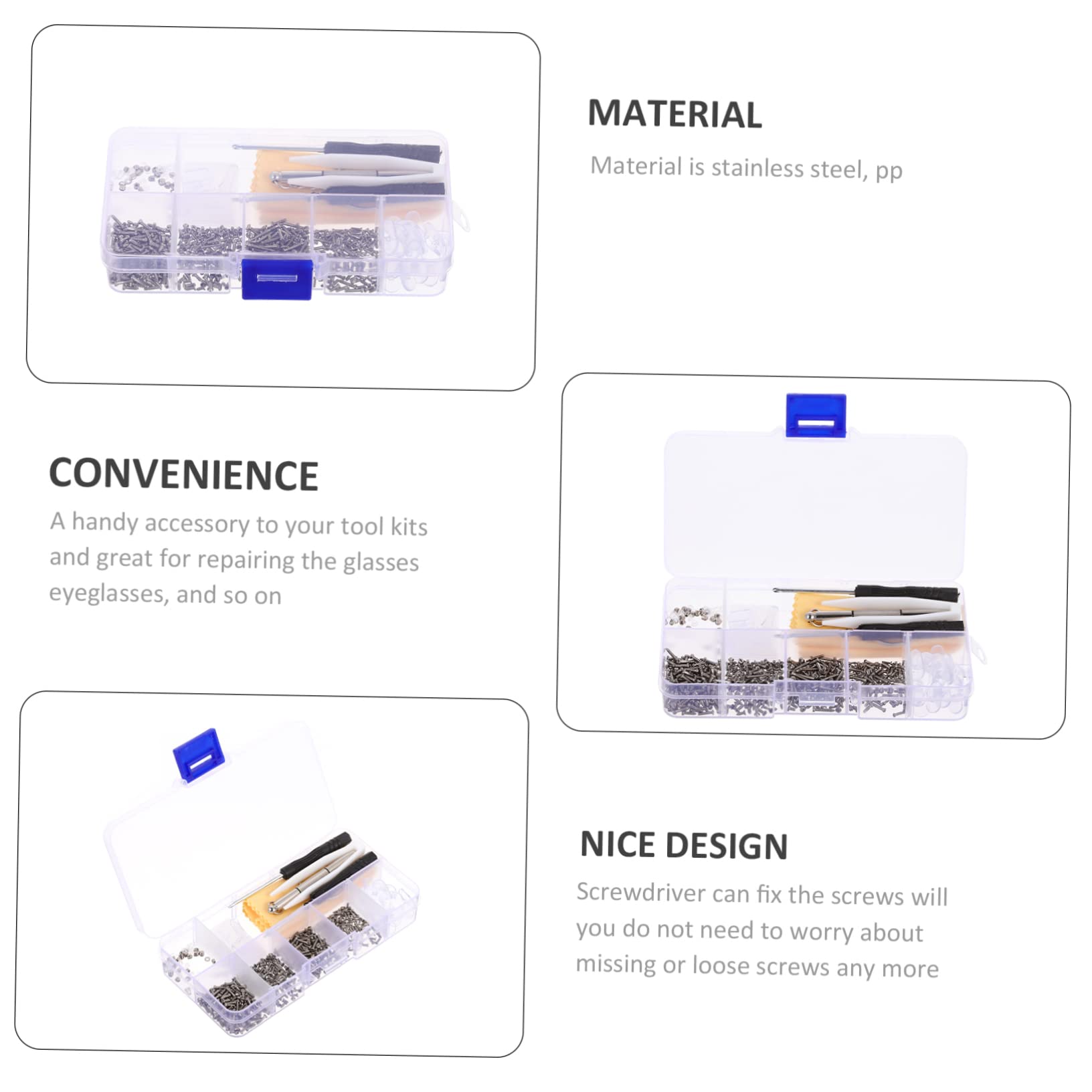 MAGICLULU 5-Piece Glasses Repair Kit with Non-Slip Nose Pads, Screwdrivers & Accessories for Eyeglasses, Sunglasses & Reading Glasses - Perfect for Home, Office & Travel Use
