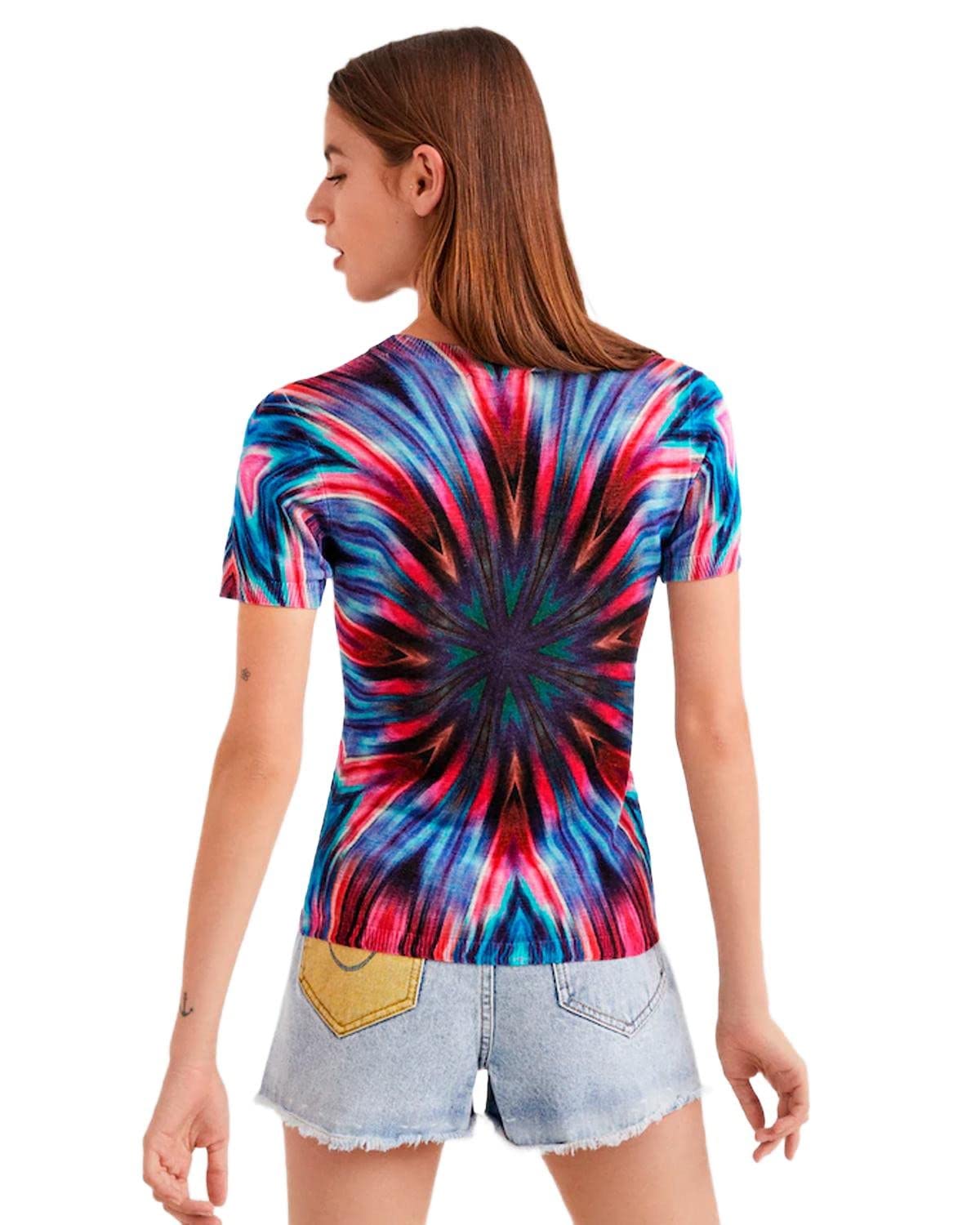 Desigual Women's Graphic Print Short Sleeve T-Shirt - Comfortable Cotton Casual Tee for Everyday Wear | Perfect for Outfits, Street Style & Summer Fashion
