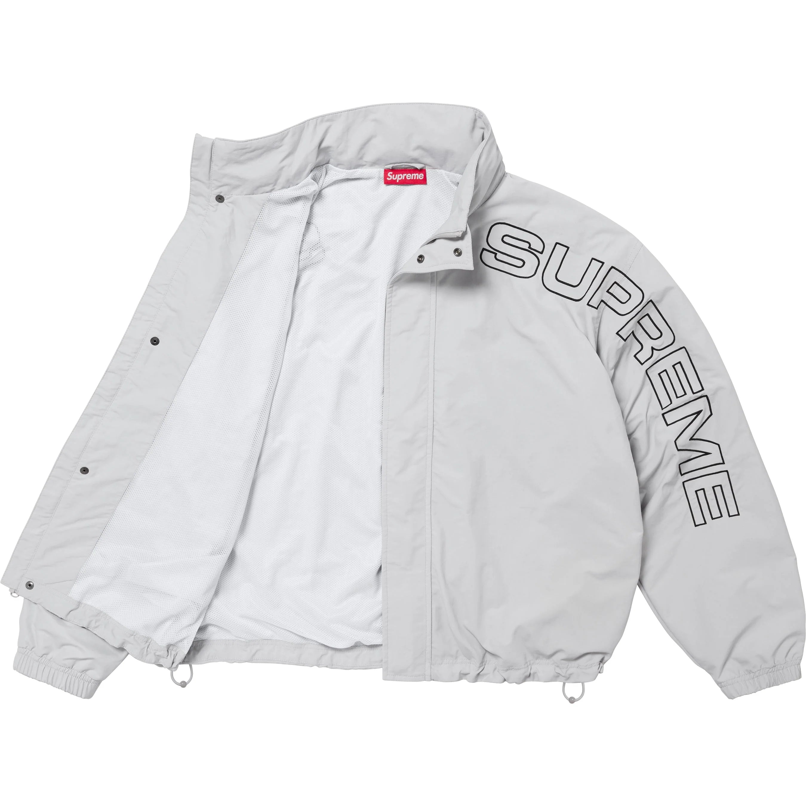 Supreme Spellout Embroidered Track Jacket - White | Men's Athletic Running Hoodie | Perfect for Gym, Jogging & Streetwear Fashion