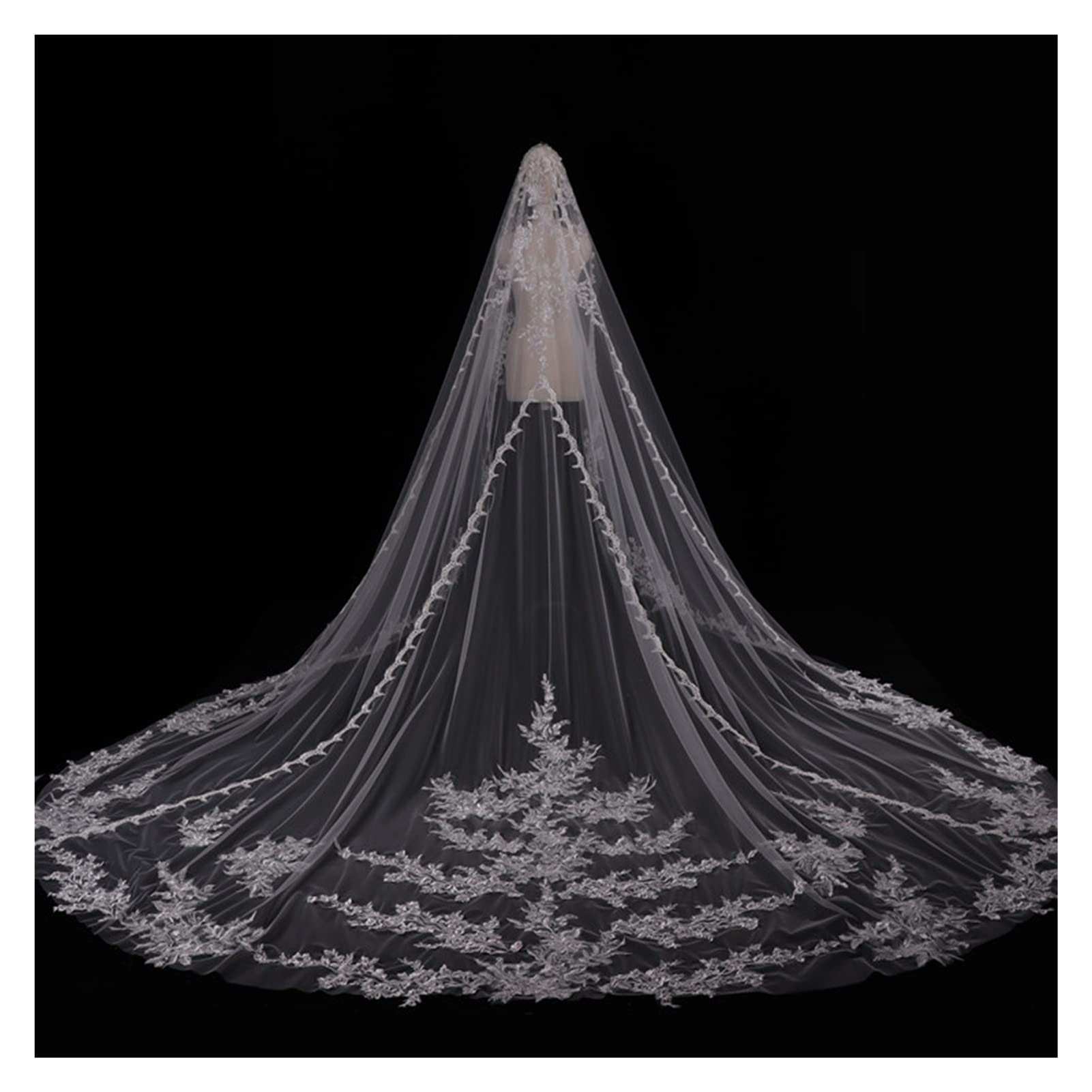 Luxury Retro Bridal Veil - Long Tail Wedding Veil for Bride, White Large Wedding Ceremony Veil, Elegant Photo Photography Accessories - Perfect for Wedding, Bridal Shower & Formal Events