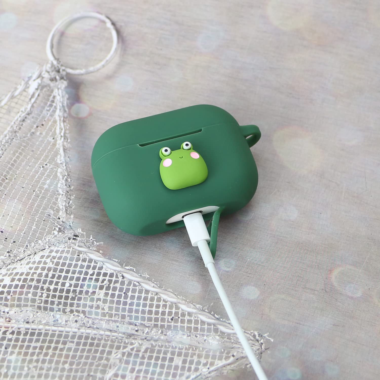 Cute Kawaii AirPods Pro Case with Keychain - Frog Design for Women | Perfect for Daily Use & Travel
