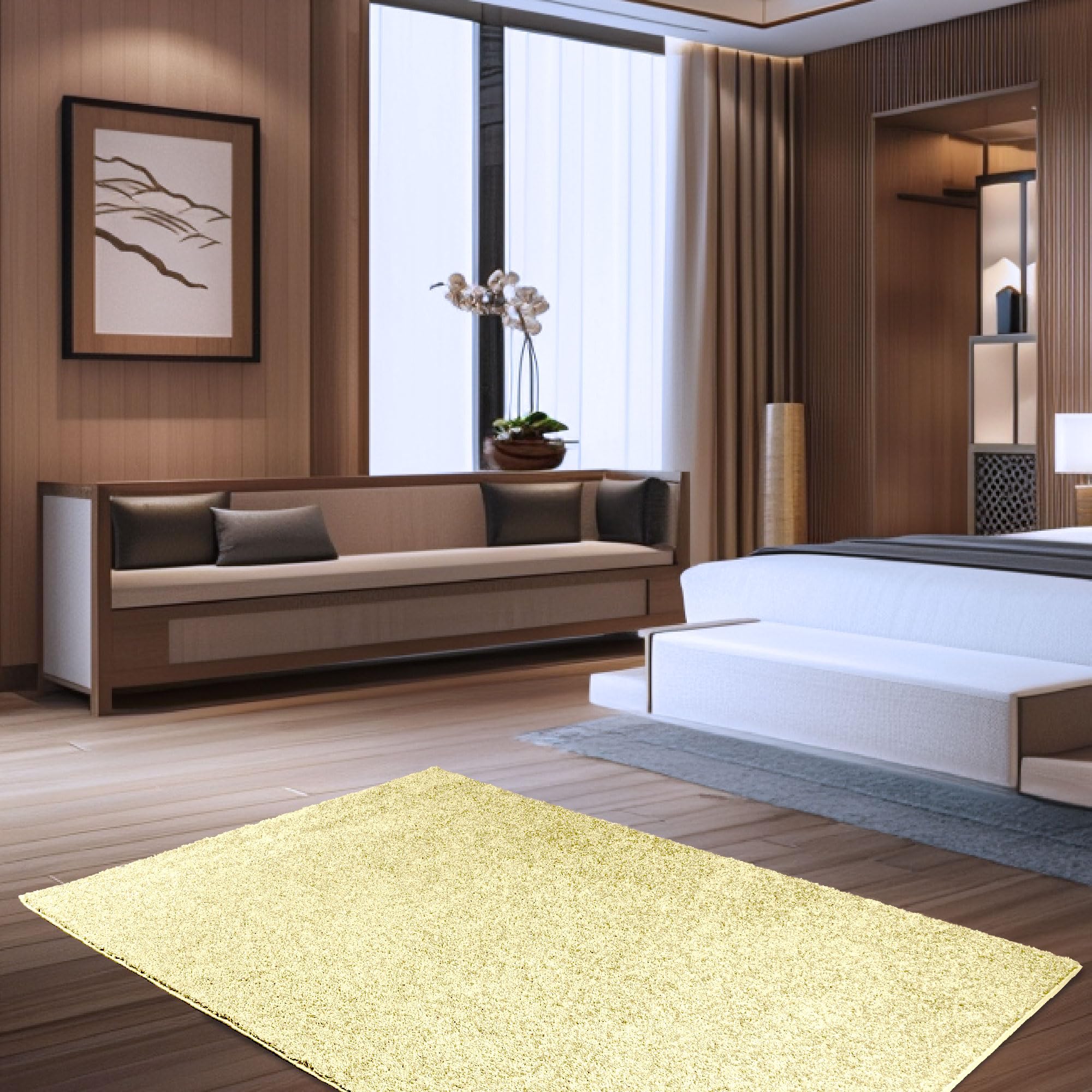 Ambiant Saturn Collection Kids' Favorite Yellow Area Rug 6' x 9' Oval - Stain Resistant Indoor Rug for Living Room, Bedroom, Dining Room | Soft & Durable for Pets & Children | Perfect for Home Decor, Playrooms, and Nursery