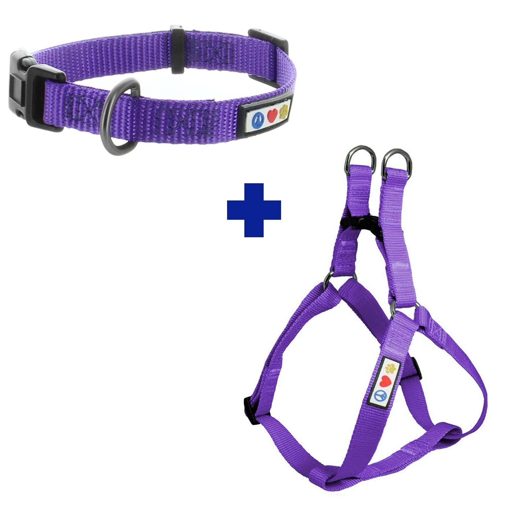 Pawtitas Small Dog Harness and Collar Set - Purple | Adjustable, Comfortable & Durable for Extra Small Dogs | Perfect for Walking, Training & Outdoor Adventures