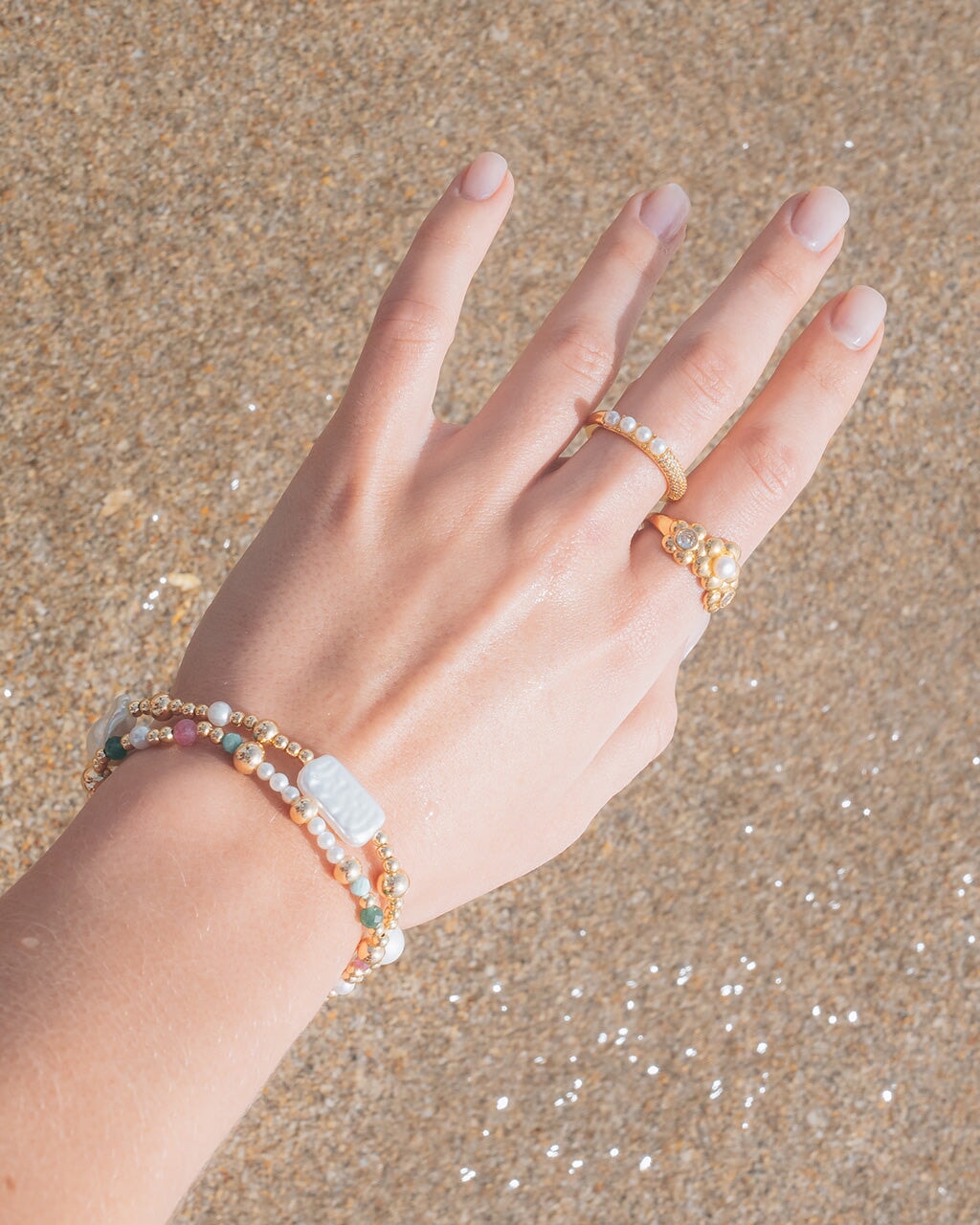 Nell Pearl Stretch Bracelet Set for Women - Elegant Beaded Elastic Pearl Bracelets - Perfect for Weddings, Parties & Everyday Wear