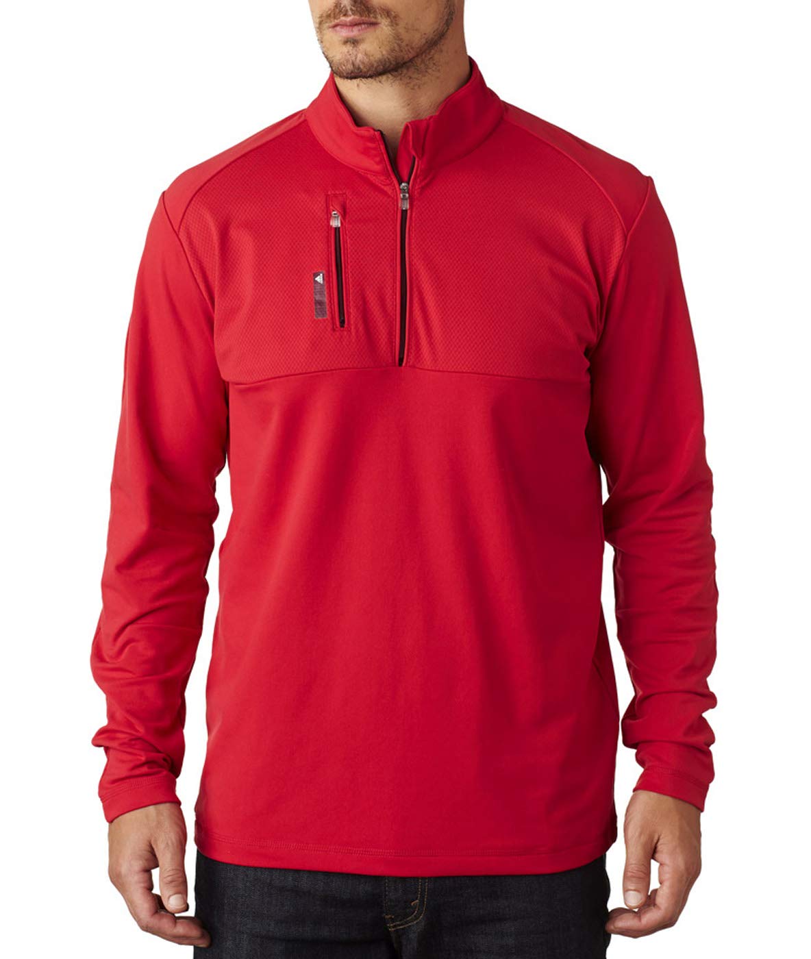 adidas Men's Puremotion Mixed Media Golf Quarter-Zip Pullover - Breathable & Lightweight Performance Shirt (Bold Red/Amazon Red, 2XL) - Perfect for Golfing, Training & Casual Wear