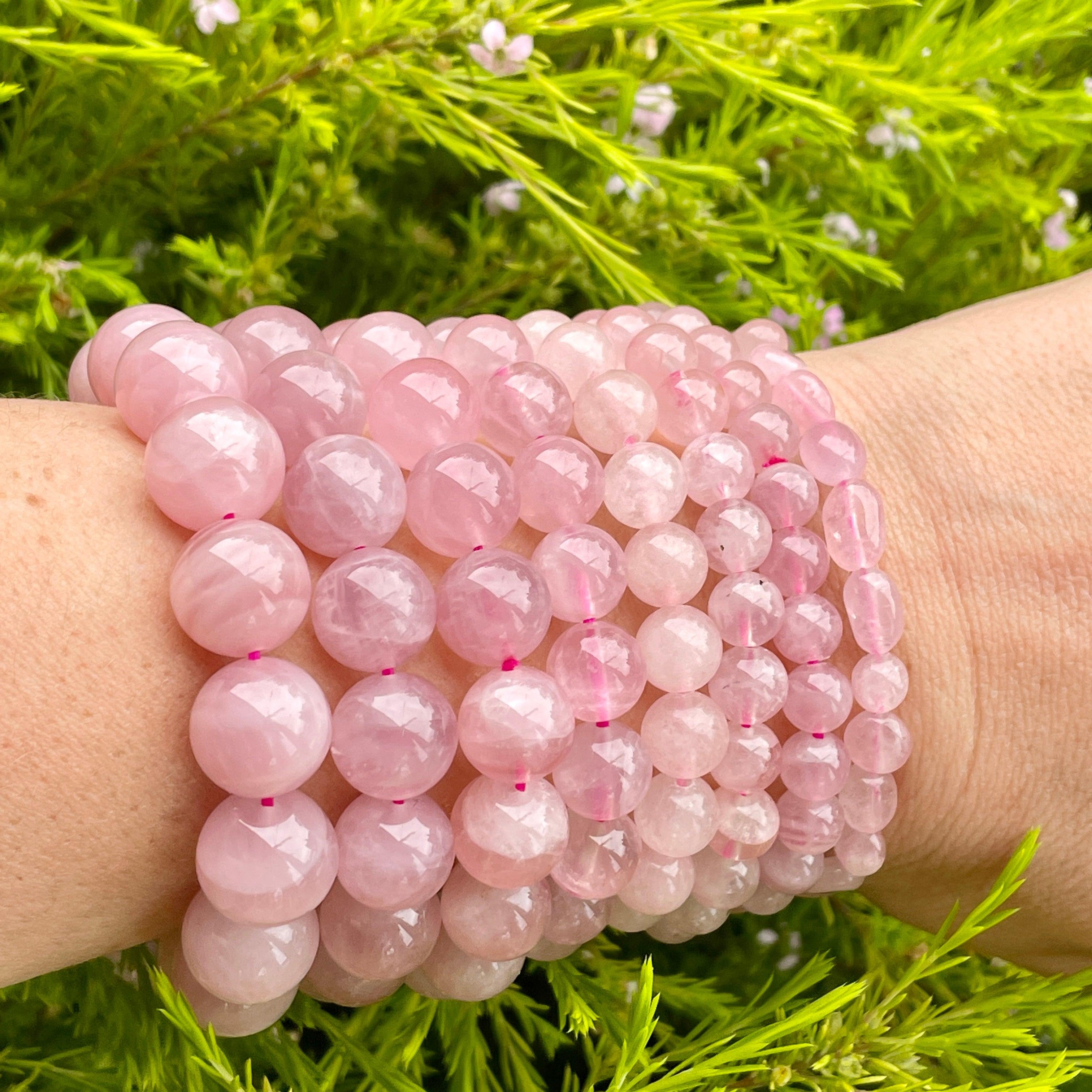 Natural Rose Quartz Bracelet for Women - Healing Crystal Jewelry for Stress Relief & Positive Energy - Perfect for Meditation, Yoga & Everyday Wear