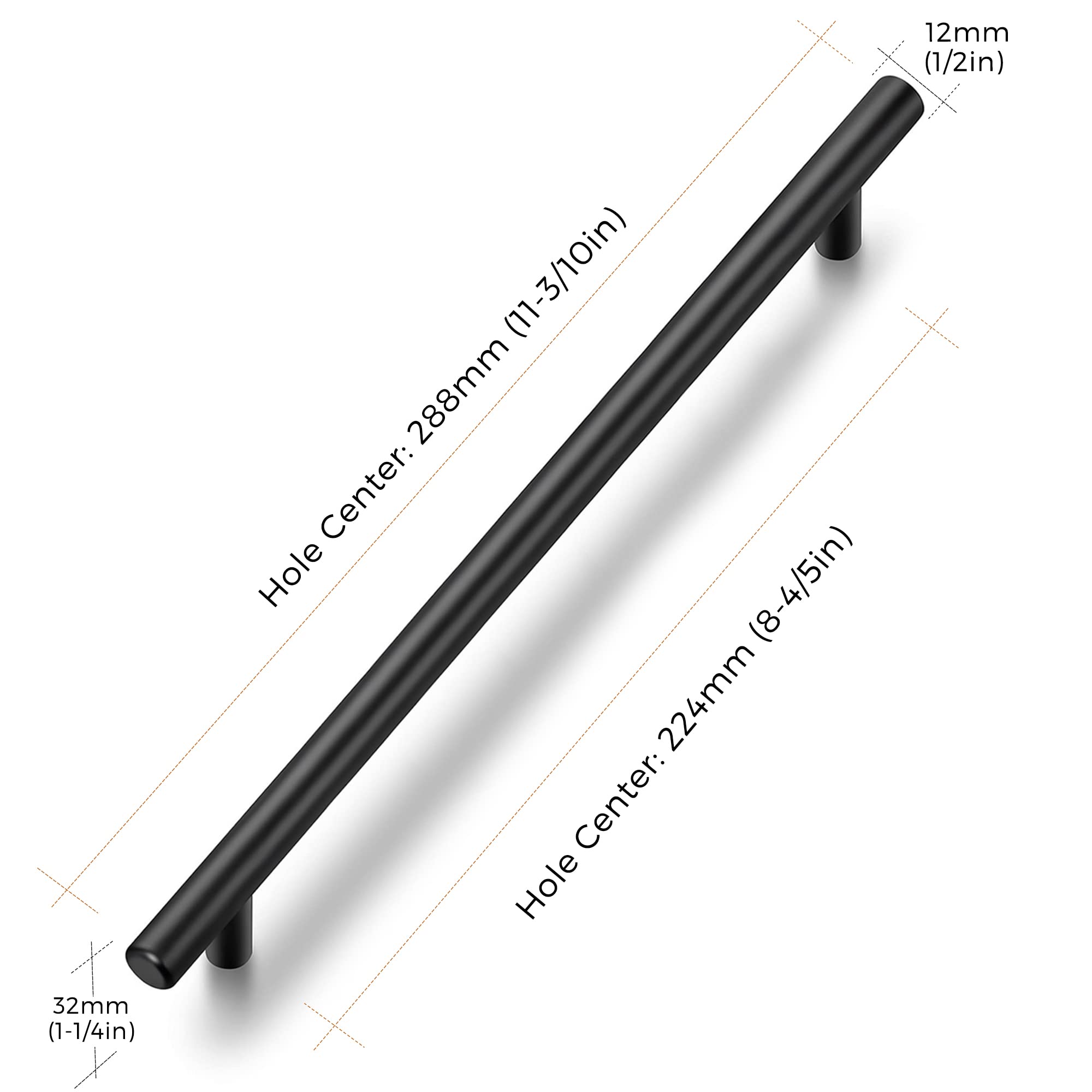 Ravinte Black 10 Pack 8-4/5 Inch Cabinet Pulls - Matte Black Kitchen Cabinet Handles & Modern Drawer Pulls - Durable Black Hardware for Kitchen Cabinets, Dressers & Furniture - Easy Installation for Home Renovation & DIY Projects