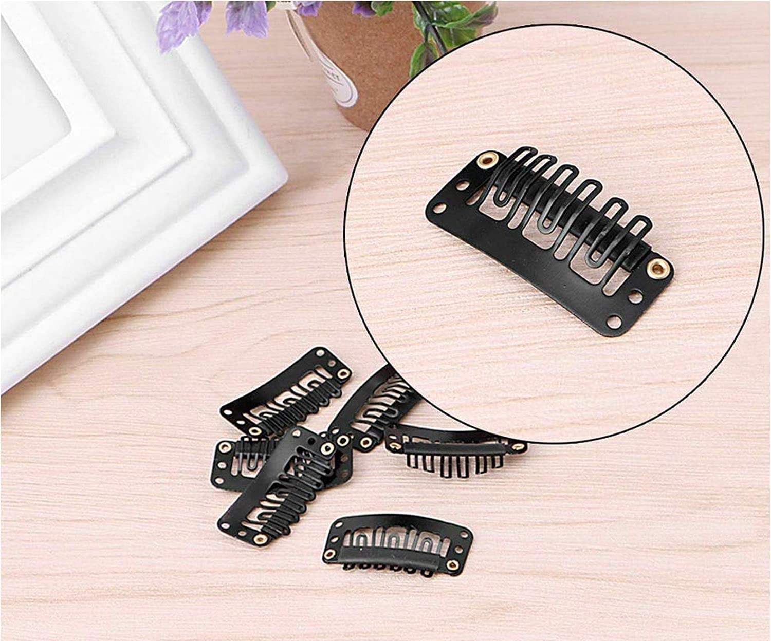 OSEN 12-Piece Hair Patch Clips for Secure Wig Attachment - Black Hair Clips for Men & Women - Perfect for Cosplay, Hair Extensions & Daily Styling