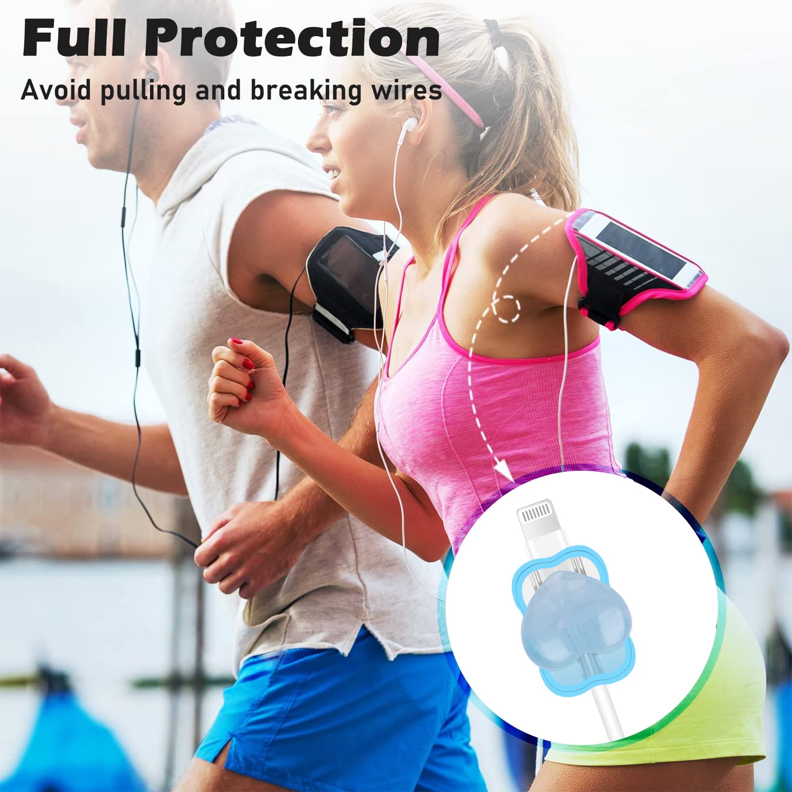 3D Marble Heart Cable Protector for iPhone Charger - Cute Waves Design, USB Charger Wire Saver for iPhone 11/12/13/14 Pro Max/XS/XR/X/7/8 Plus (Blue) - Protect Charging Cables from Pets, Kids & Daily Wear