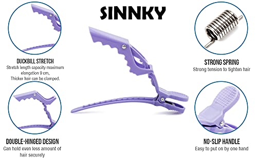 SINNKY Purple Crocodile Hair Clips for Women & Girls - 10pcs Wide Teeth Hair Claw Clips, Durable Unisex Hair Accessories for Kids Teens Adults (6+ Years) - Perfect for School, Work, Parties & Everyday Hairstyles