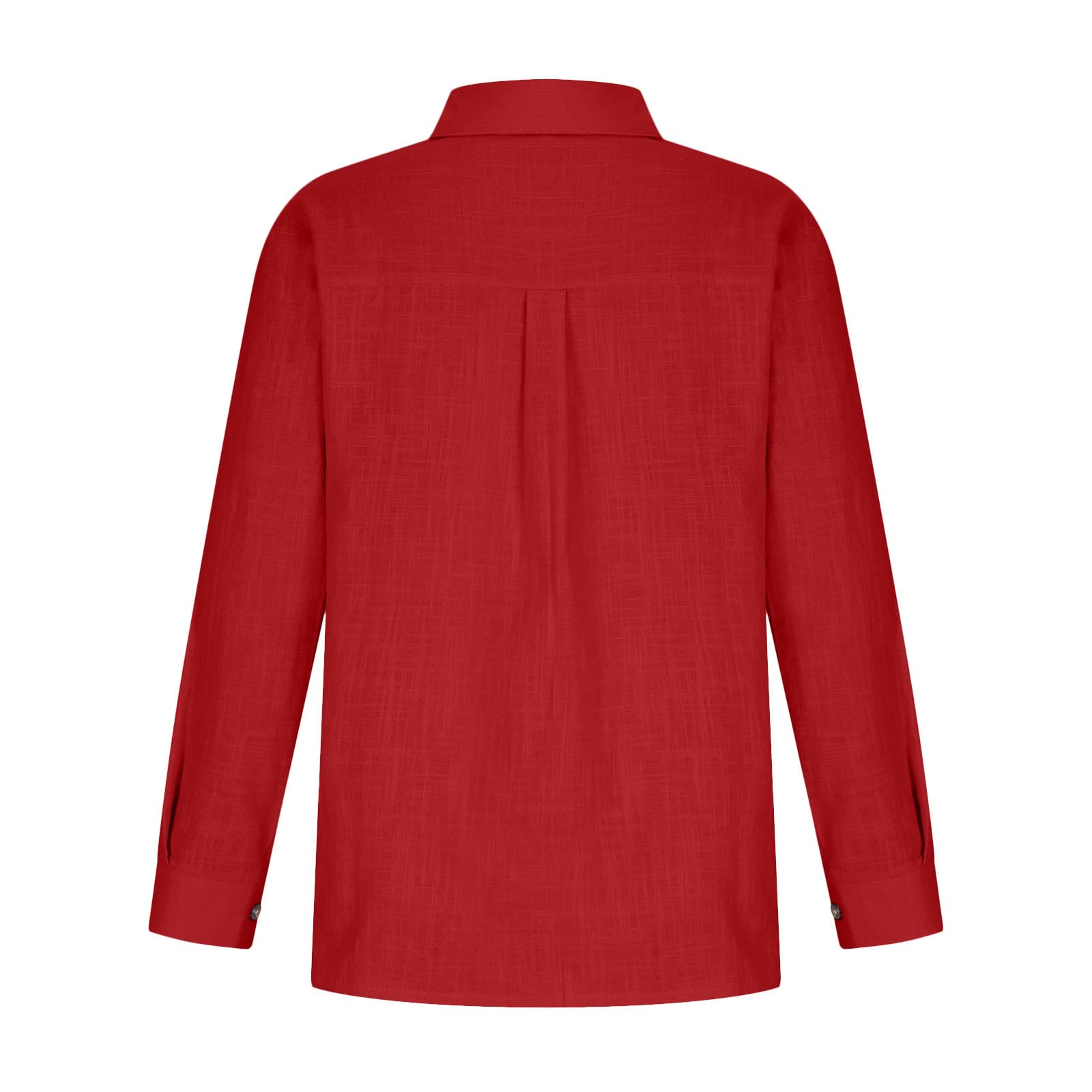Women's Linen Long Sleeve Blouse with Button Lapel - Elegant Work & Casual Slim Fit Cotton Top for Office, Date Night & Everyday Wear