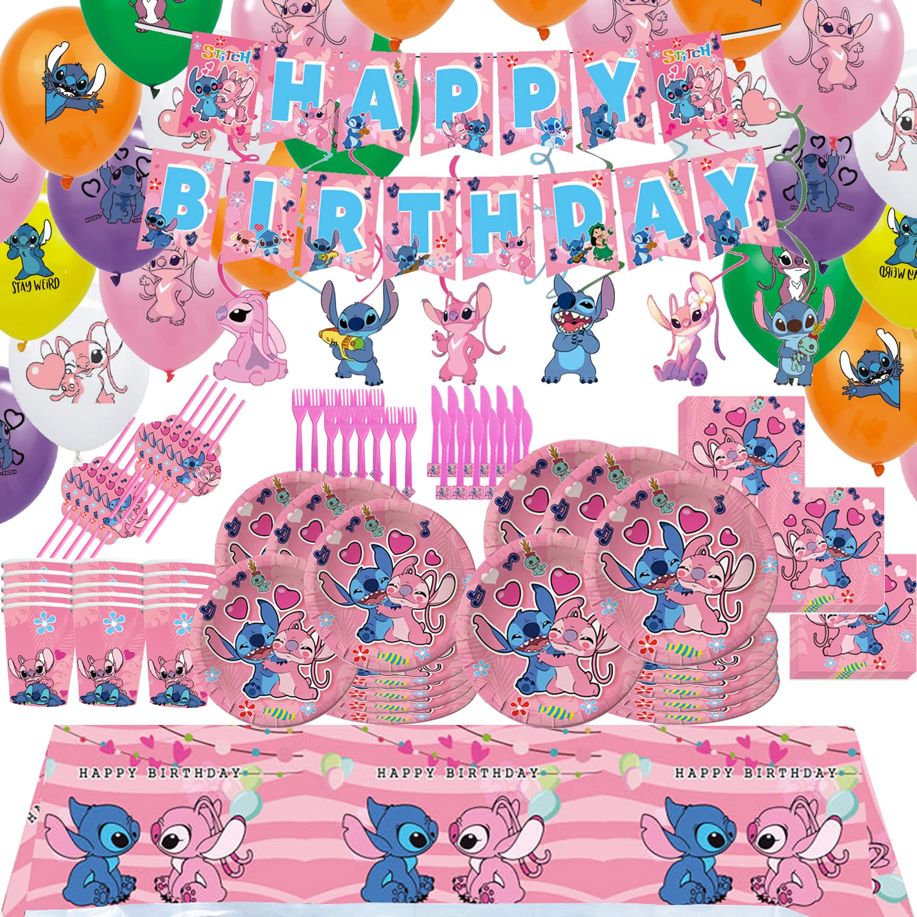 Kids Birthday Party Supplies Set - Flatware, Banner, Plates, Straws, Forks, Sling, Knives, Napkins & Cups for Cake Decorations | Perfect for Birthday Parties, Anniversaries & Celebrations | Great for Themed Decor, Cake Toppers & Party Favors