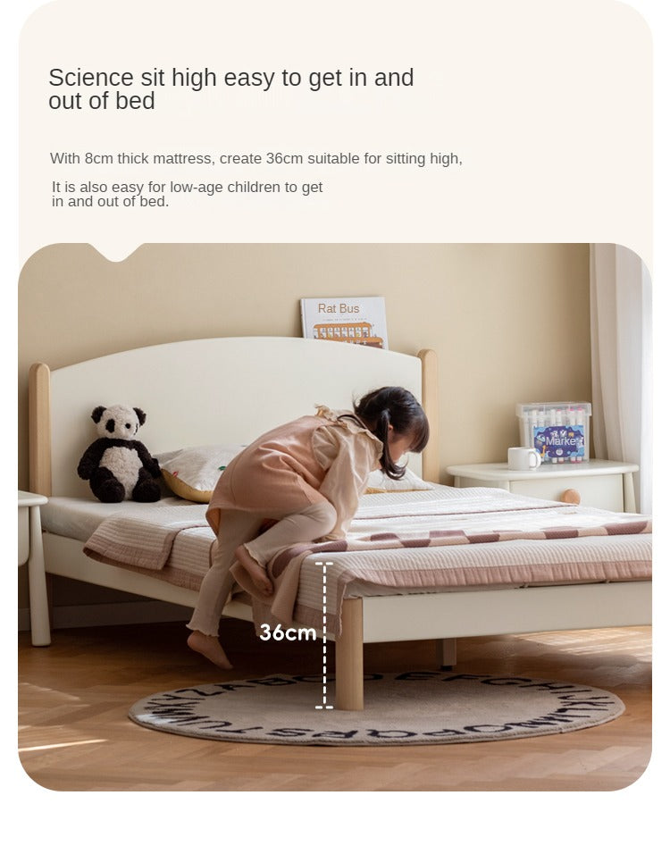 Solid Poplar Wood Kids Bed Frame - White - Durable & Safe for Toddler & Children's Bedroom, Nursery, or Guest Room