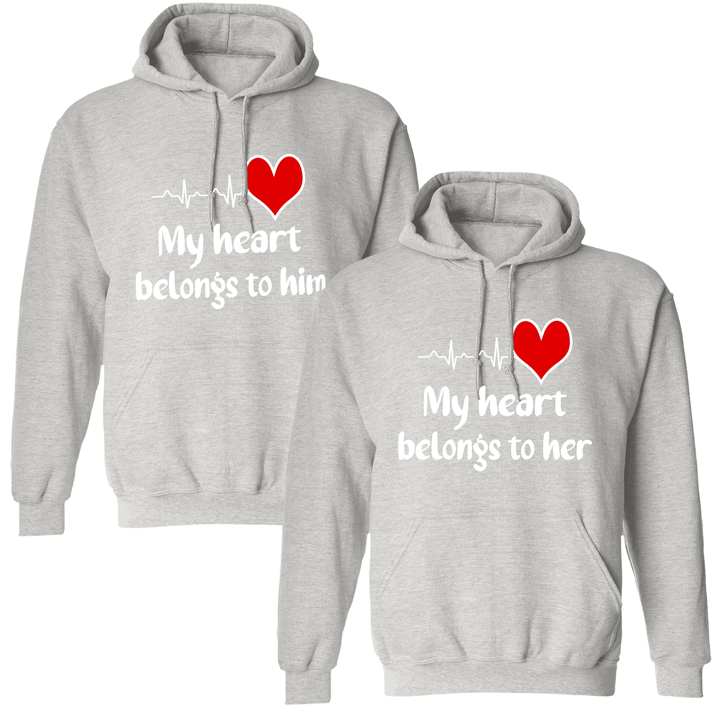 Best Family Gifts: My Heart Belongs To Him/Her Unisex Hoodies For Couples - Perfect For Date Nights & Cozy Moments