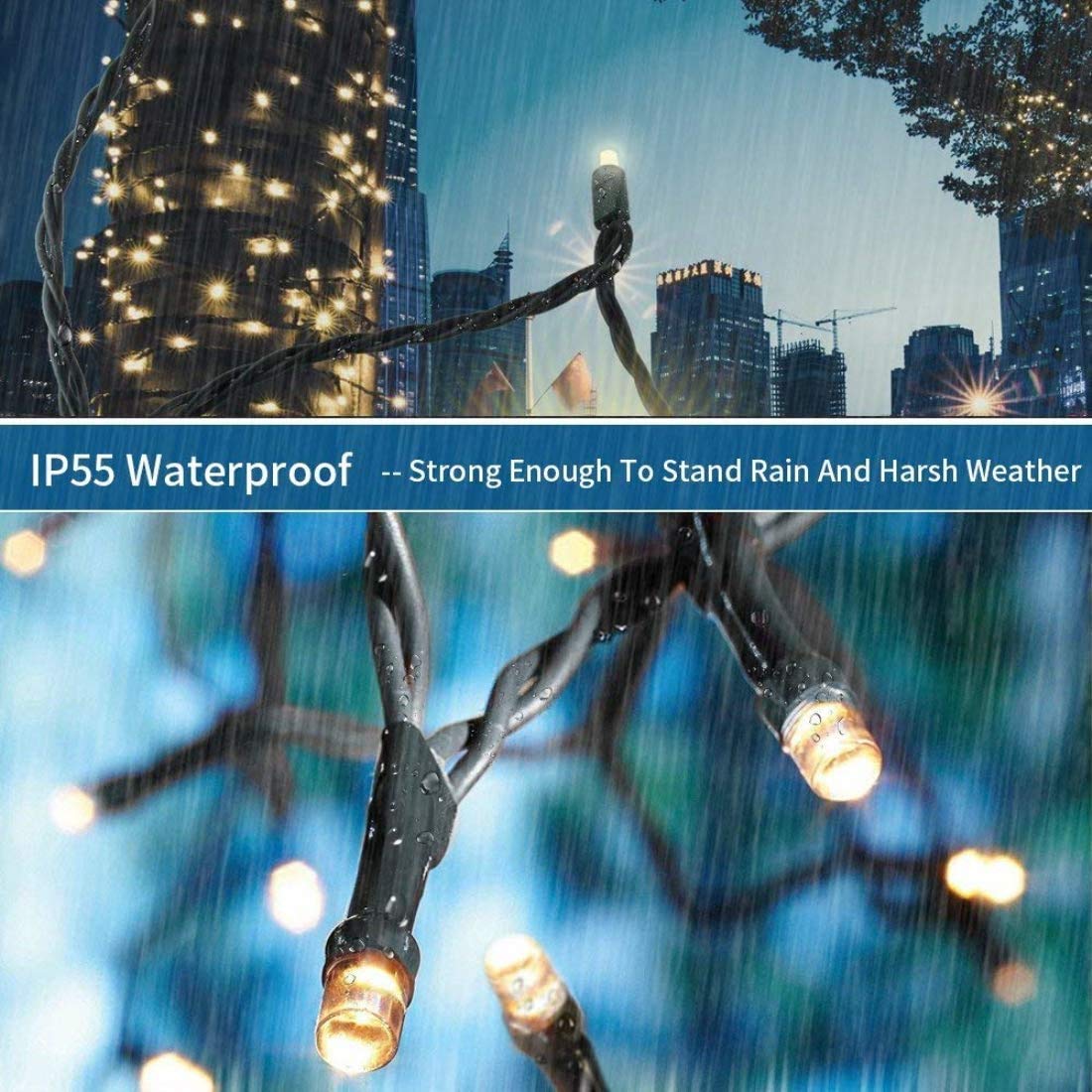 Haili 105FT 300 LED Christmas Lights Outdoor Waterproof - 8 Lighting Modes String Lights for Christmas Tree, Party, Patio, Garden, House Decoration | Perfect for Holiday, Wedding, and Outdoor Decor