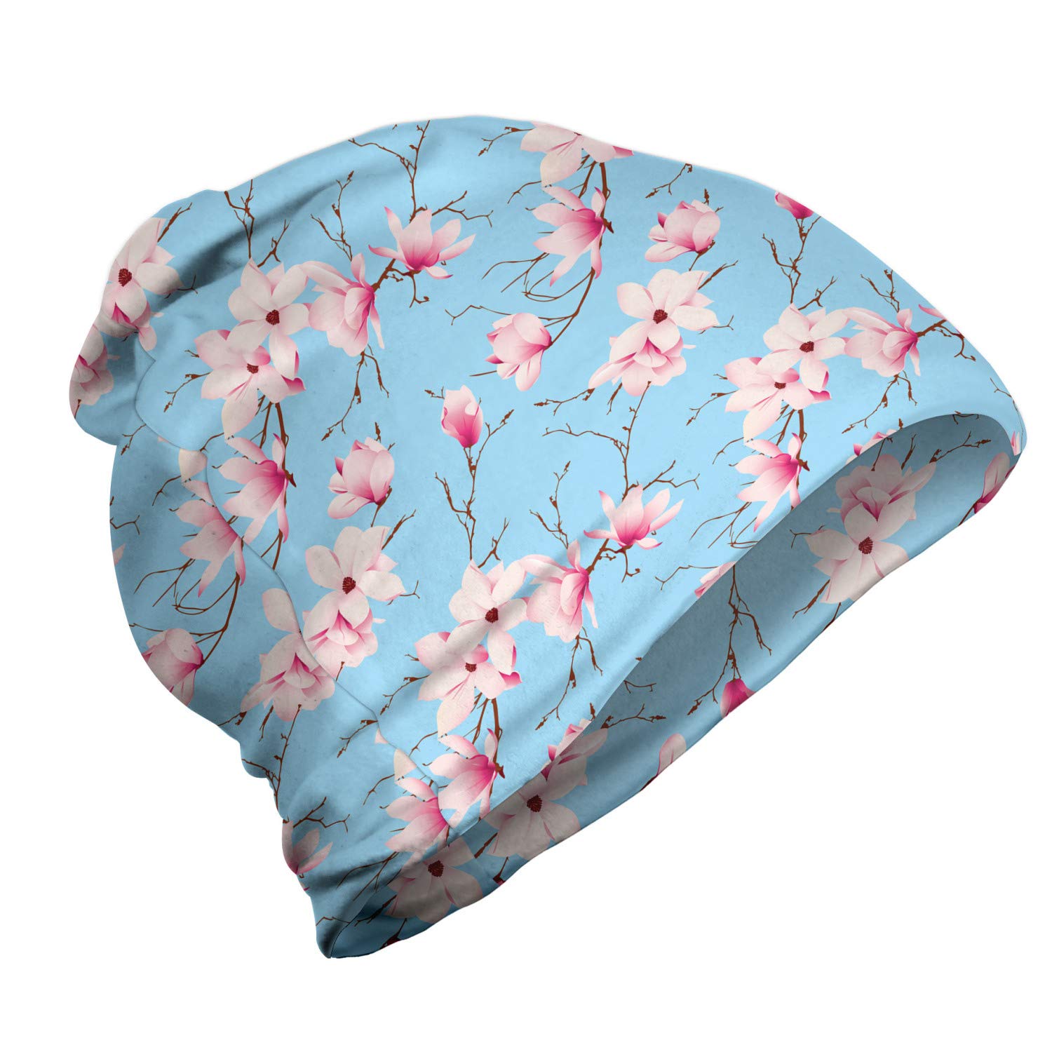 Ambesonne Unisex Winter Beanie Hat - Soft Knit Warm Hat for Men & Women - Spring Season Branches Design - Perfect for Hiking, Camping & Outdoor Activities