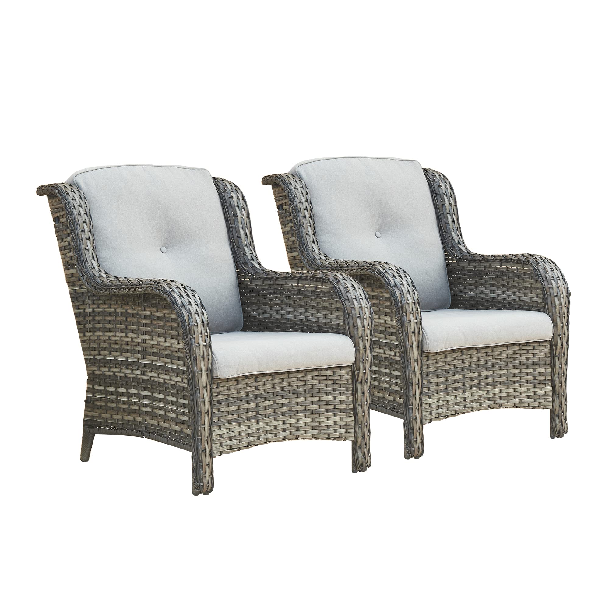 **Outdoor Wicker Patio Chairs - Rattan Dining Chairs with High Back & Deep Seating for Porch, Garden, or Poolside (Mixed Grey/Grey) - Perfect for Relaxing, Entertaining, and Outdoor Dining**