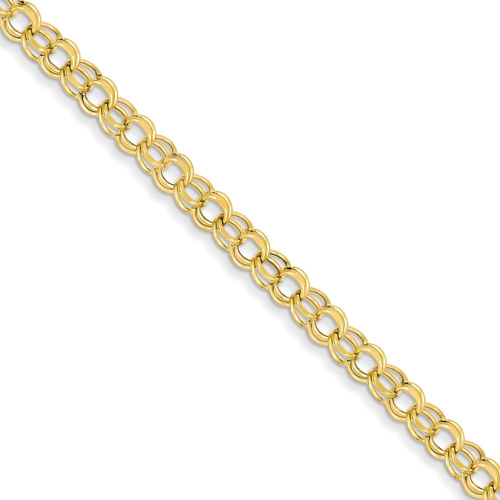 14K Gold 7 Inch 5.5mm Hollow Double Link Charm Bracelet for Women - Elegant Layering Jewelry for Everyday Wear, Special Occasions & Gift Giving
