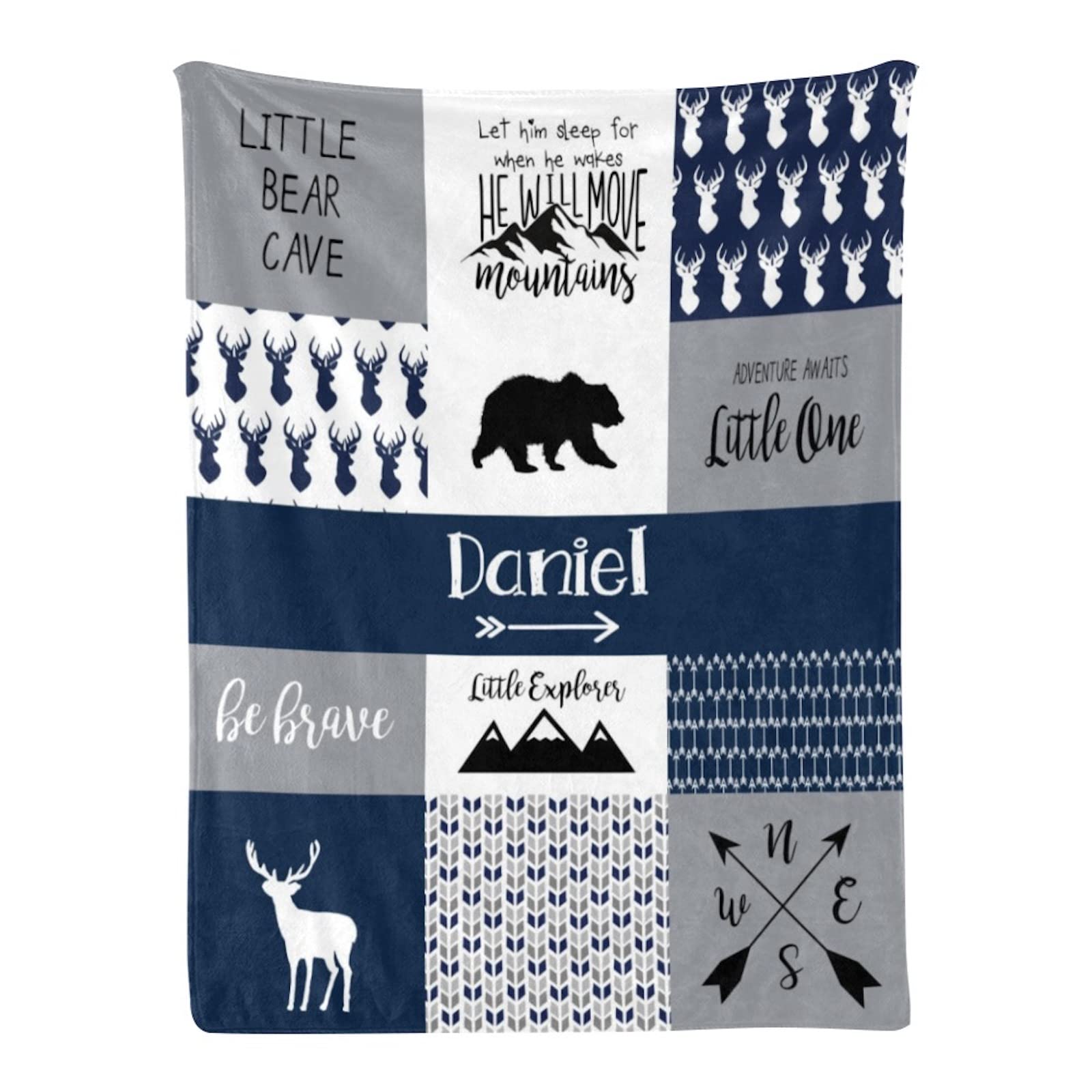 Personalized Woodland Animals Blanket with Name - Custom Baby Blanket for Boys & Girls, Soft Minky Fleece Flannel Blanket - Perfect Baby Shower Gift & Nursery Essential