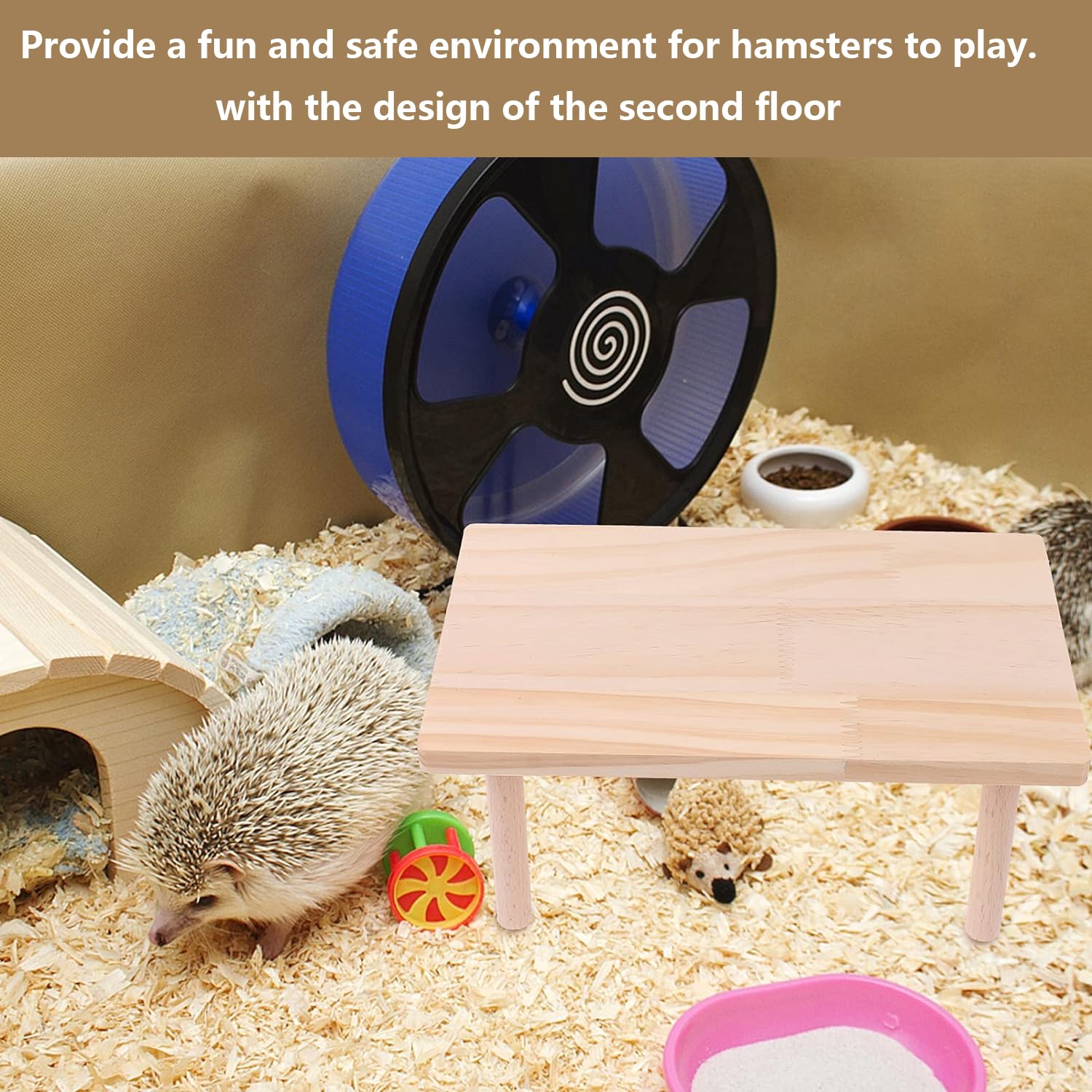 1 Pcs Natural Wooden Hamster Platform - Small Animal Resting Area & Cage Accessory for Hamsters, Mice, Gerbils - Perfect for Climbing, Playing & Sleeping in Pet Cages