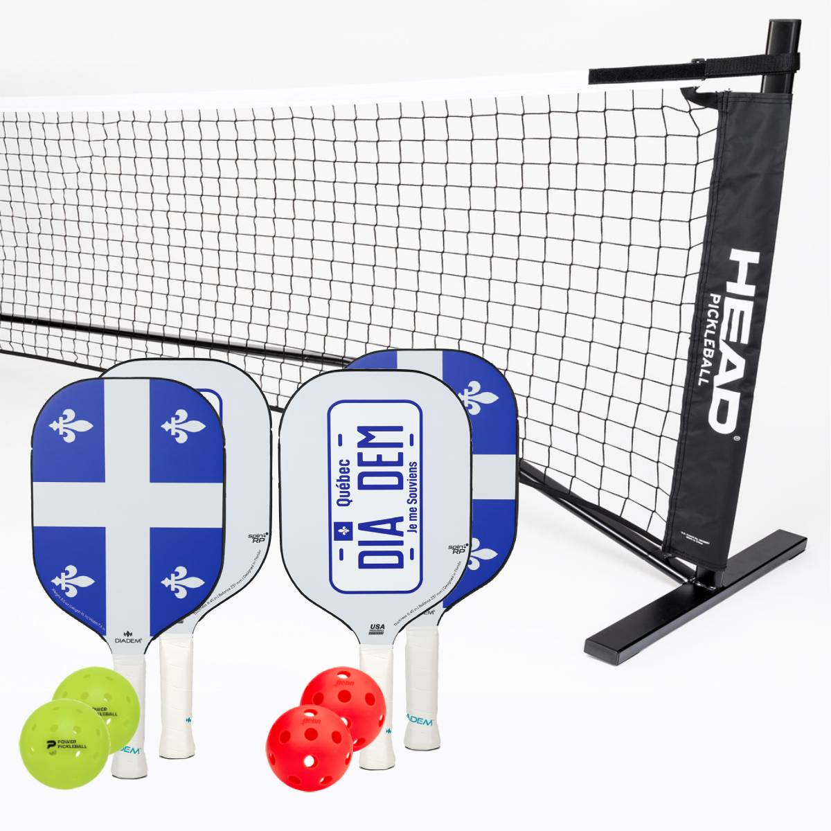 Diadem Icon V1 Quebec 4-Paddle Pickleball Set with Net | Premium Pickleball Equipment for Outdoor & Indoor Court Play | Perfect for Recreational & Competitive Games