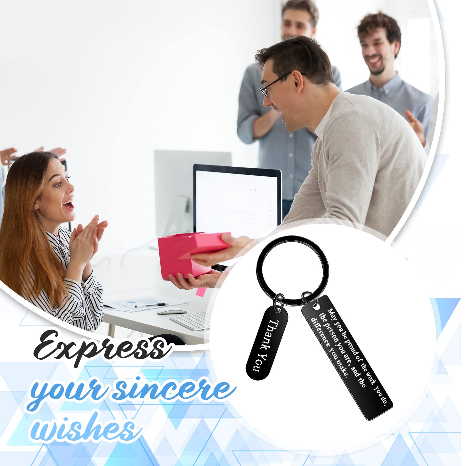 32 Pcs Bulk Thank You Keychains - Employee Appreciation Gifts for Coworkers, Volunteers, Women & Men - Perfect for Christmas, Corporate Events & Recognition Awards