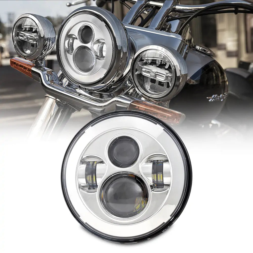 LOYO 7 LED Harley Headlight with Halo Ring - DOT Approved Motorcycle Headlamp for Harley Davidson - Bright LED Light for Night Riding & Custom Bike Upgrades