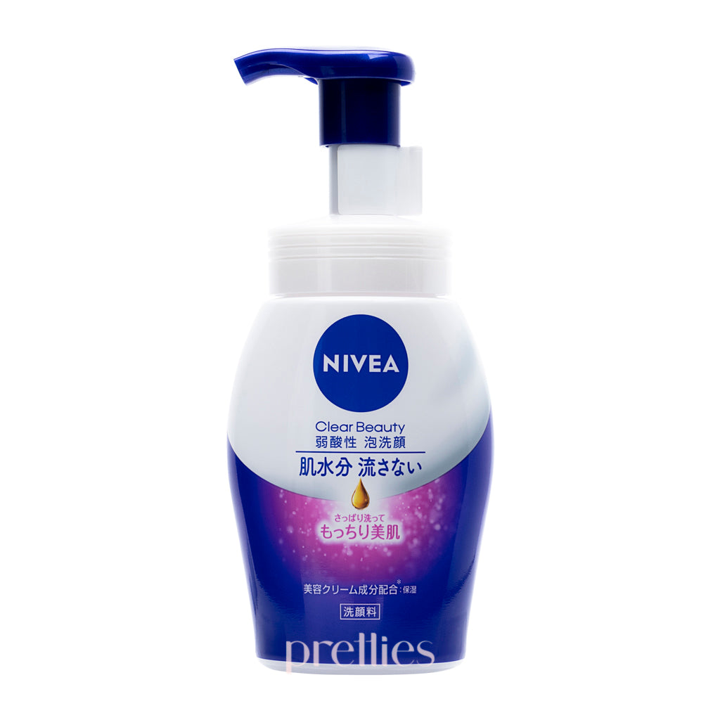 NIVEA Clear Beauty Weakly Acidic Foam Face Wash for Elastic Skin - 150ml Gentle Cleanser (Pink) | Daily Facial Cleansing for Sensitive & Dry Skin