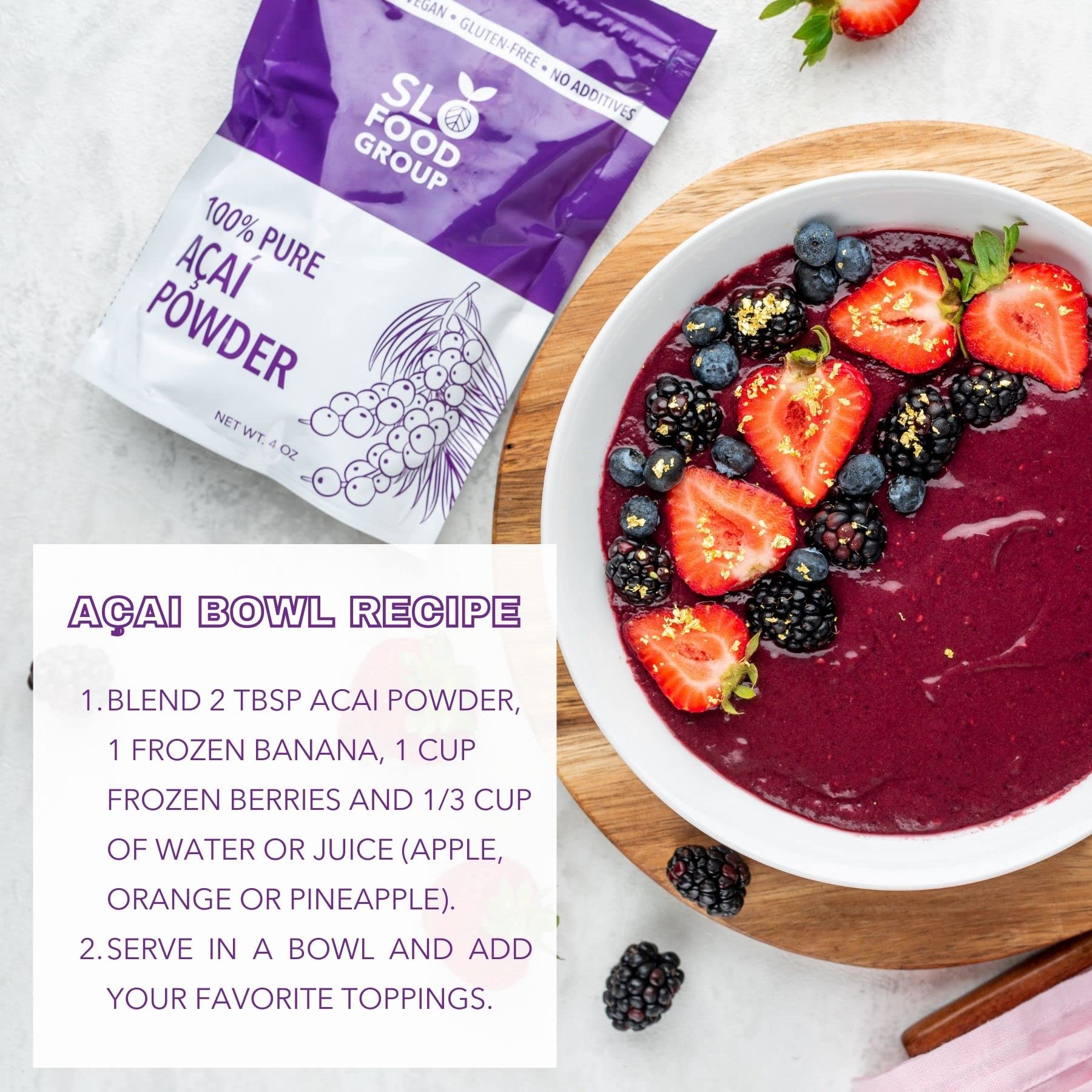 Premium Freeze Dried Acai Powder from Brazil - 100% Pure Organic Acai Berry Powder (8 oz) for Smoothies, Bowls & Superfood Drinks - Antioxidant-Rich Superfood Supplement