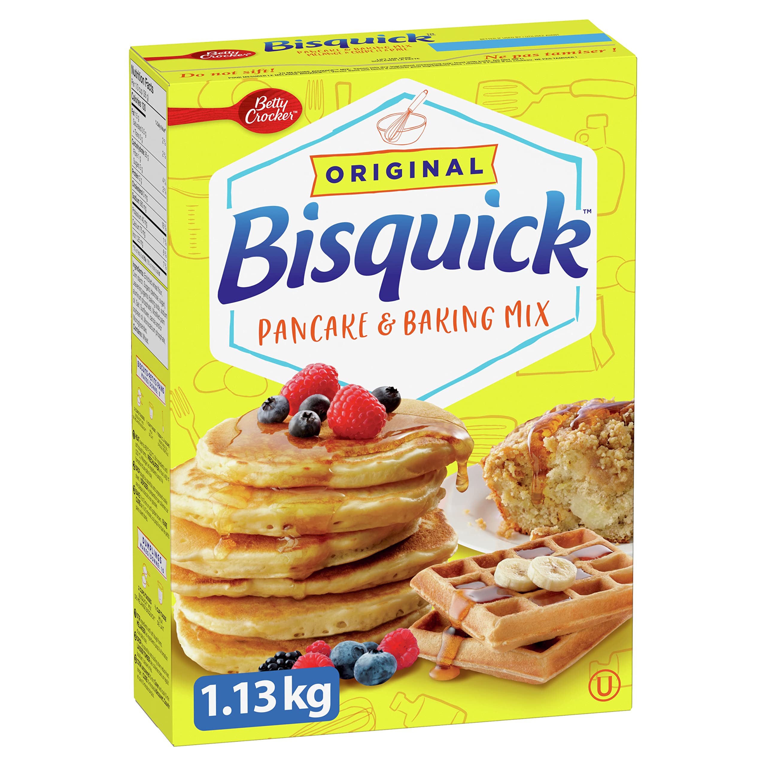 Betty Crocker Bisquick Original Pancake & Waffle Mix - 40oz (1.13kg) Baking Mix for Pancakes, Waffles, Biscuits & Pies | Quick & Easy Breakfast, Brunch & Dessert Recipes