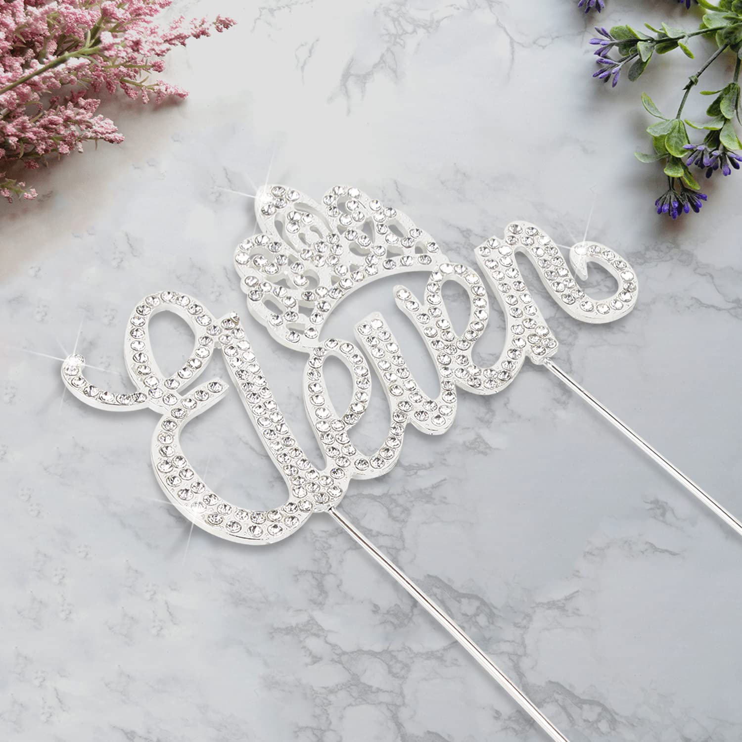 LINGTEER Silver Bling Crystal Rhinestone 11th Birthday Cake Topper with Crown - Happy Eleventh Birthday Party Decorations & Gift Supplies for Girls & Boys - Perfect for Birthday Cakes, Cupcakes, and Celebration Photos