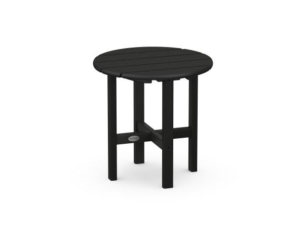 Polywood Black Round 18-Inch Outdoor Side Table - Weather-Resistant Patio Furniture for Poolside, Deck, or Garden Use