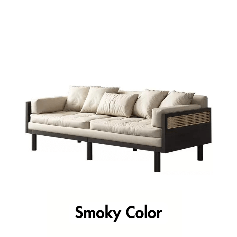 Leather & Wooden Upholstered Convertible Sofa Bed - Full Size Sleeper Sofa with Smoky Finish | Perfect for Small Apartments, Guest Rooms & Home Offices