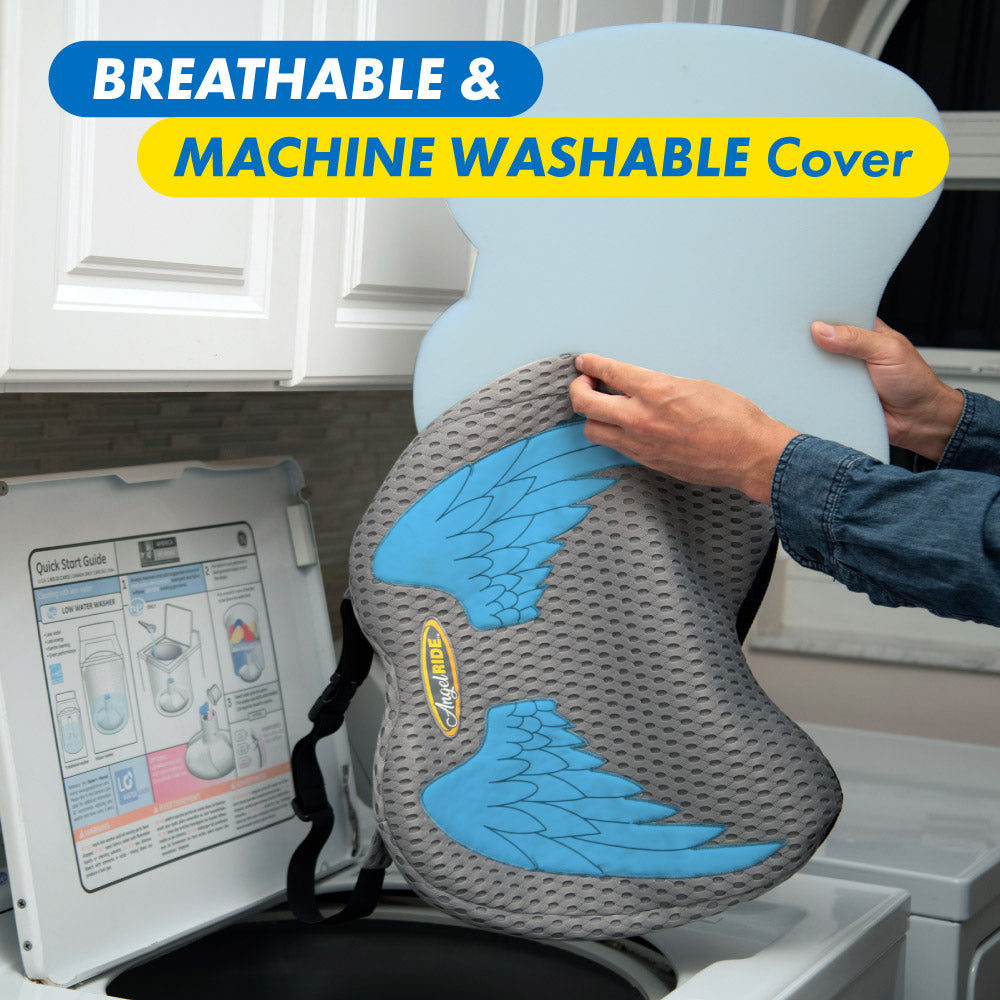 Angel Ride Deluxe Memory Foam Car Seat Cushion - Orthopedic Support for Long Drives & Office Chairs - Comfortable Back Pain Relief for Drivers & Truckers