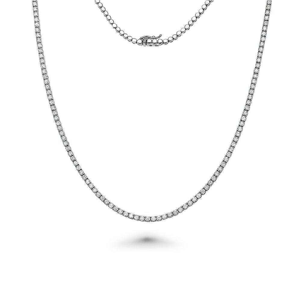 14K Gold HalfWay Diamond Tennis Necklace - 5.00 Carat, 2.3mm Width, 4-Prong Setting | Elegant Jewelry for Weddings, Anniversaries & Special Occasions