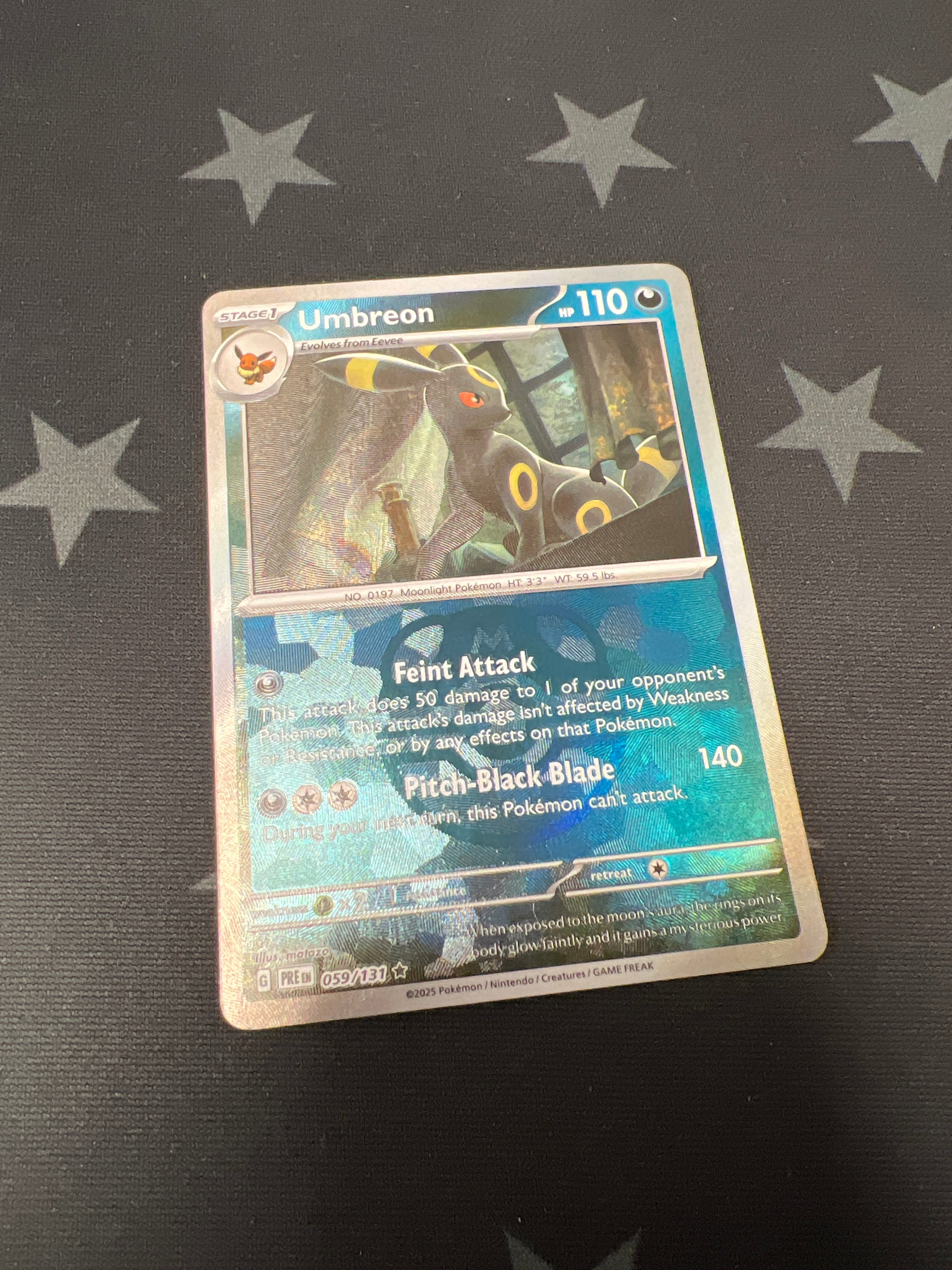 Umbreon Pokemon Card (Prismatic Evolutions 059/131) Masterball Reverse Holo - Rare Collectible Trading Card for Pokemon TCG Players & Collectors - Perfect for Battles, Trading, and Display