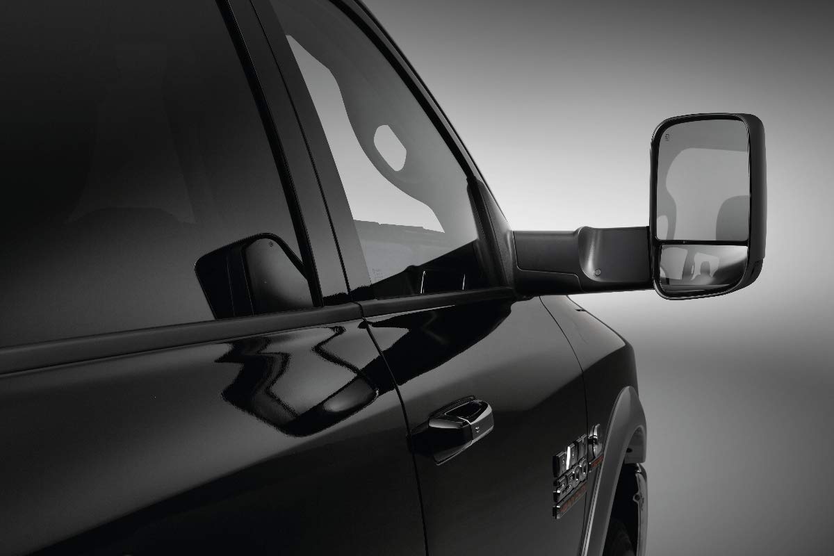 2009-2018 Ram 1500 & 2010-2018 Ram 2500/3500 Power Heated Towing Mirrors with Amber Turn Signal & Remote Control Folding - Perfect for Towing, Off-Roading & Heavy-Duty Work